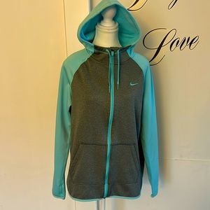 Nike zip up hoodie mint and heathered grey , size M